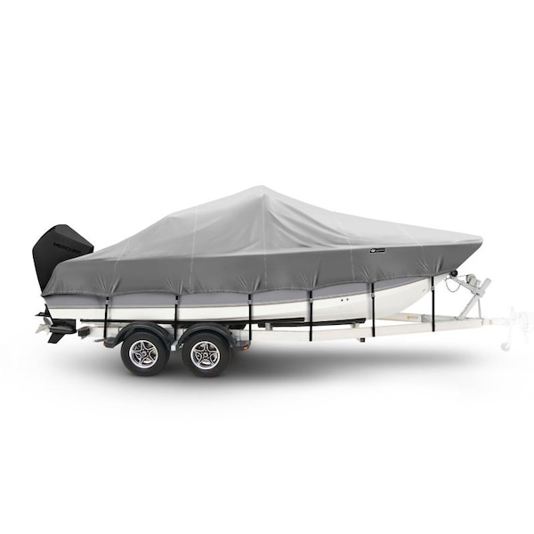 Eevelle Boat Cover V HULL FISHING Center Console, Low or No Bow Rails, Outboard 34ft 6in L 102in W Charcoal SFVCC34102B-CHL - main